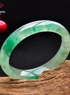 豪8印象翡王妃F225018F124非洲翠手镯圈口53.1mm冰种绿飘花玉手镯
