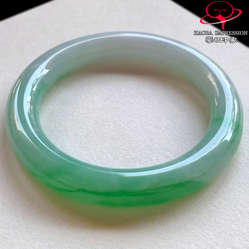 豪8印象V26800V2250翡翠圆条手镯圈口50.7天然冰糯种辣阳绿玉手镯