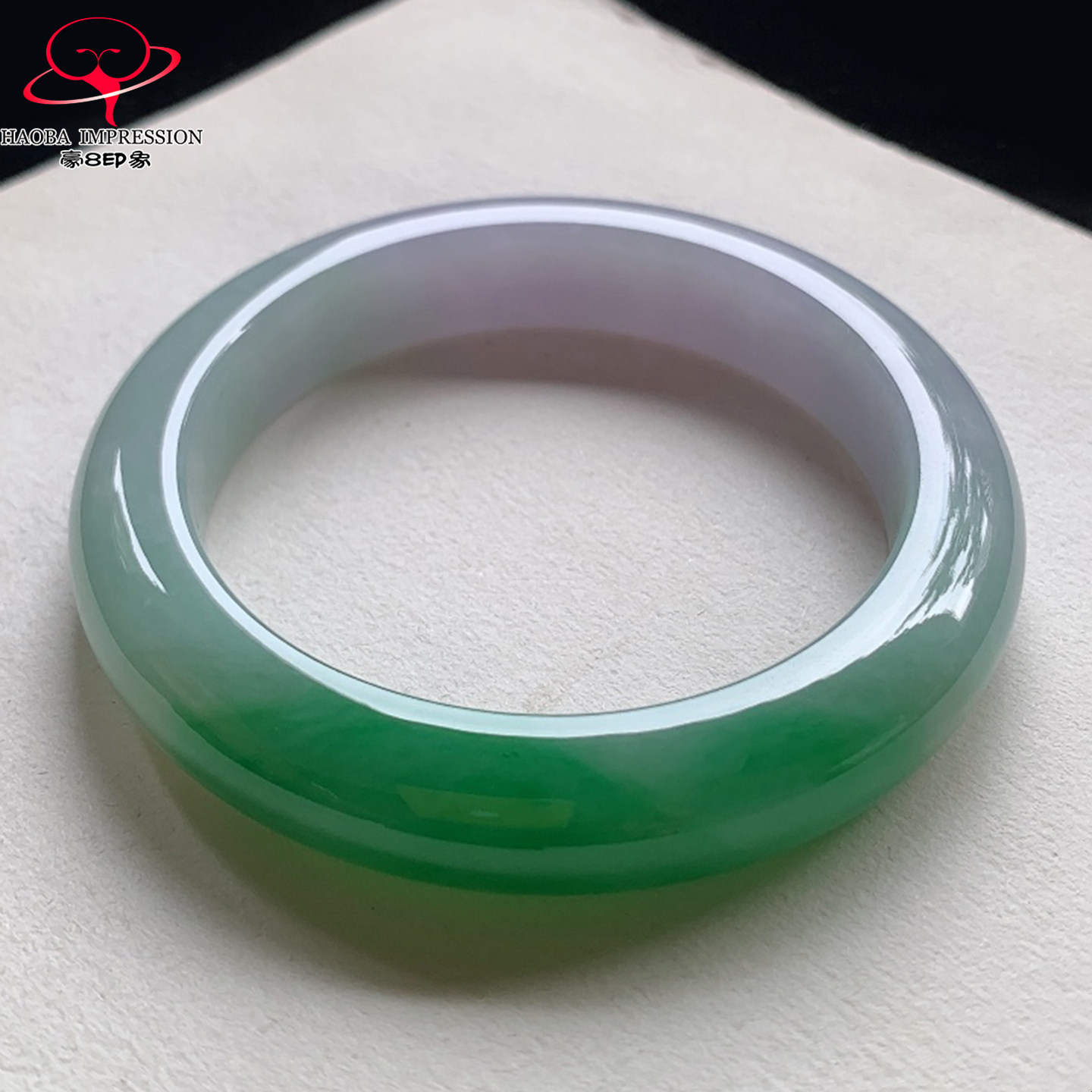 豪8印象V159翡翠手镯圈口56.1天然冰种辣阳绿缅甸a货珠宝玉石手镯