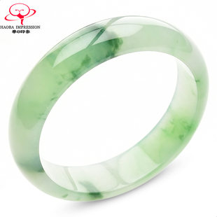 豪8印象·手镯之家M146翡翠手镯圈口59.9mm天然冰种绿飘花玉镯子