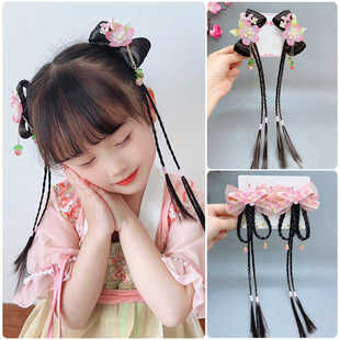 中国风儿童假发蝴蝶结汉服发夹古风可爱小女孩公主流苏简约造型