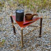 野人bushcraft户外bc露营装 备多功能三角牛皮桌露营野餐便携餐桌