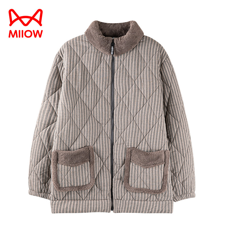 猫人珊瑚绒夹棉纯棉睡衣男单件上装冬季拉链款家居服三层加厚保暖