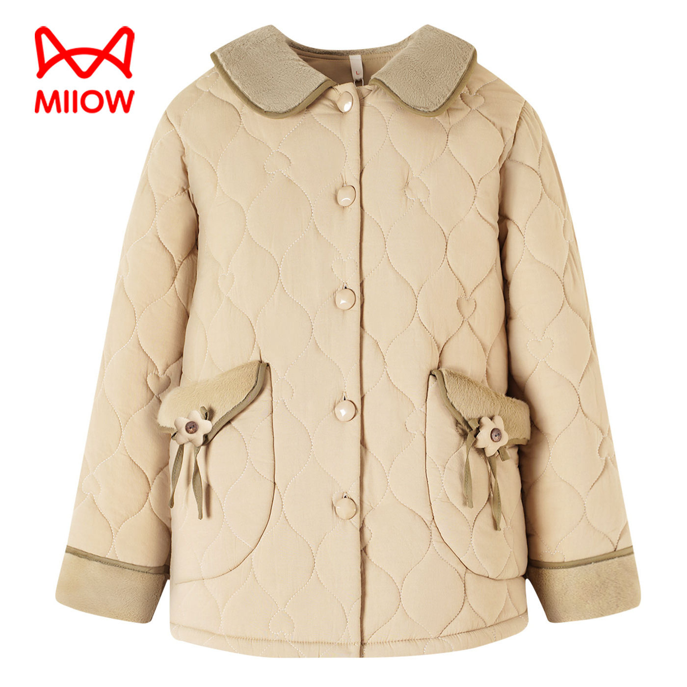 猫人冬季珊瑚绒纯棉夹棉女士上衣可外穿大码三层加厚保暖单件睡衣