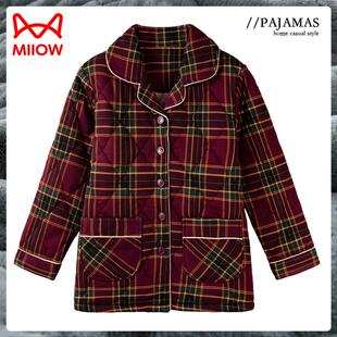 猫人单件上衣纯棉夹棉冬季女中年妈妈加绒加厚中老年三层纯棉保暖