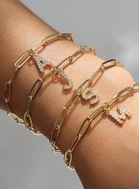 26个英文小字母回形针吊牌手链