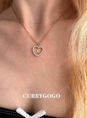 镀金不锈钢o字链女26个字母项链