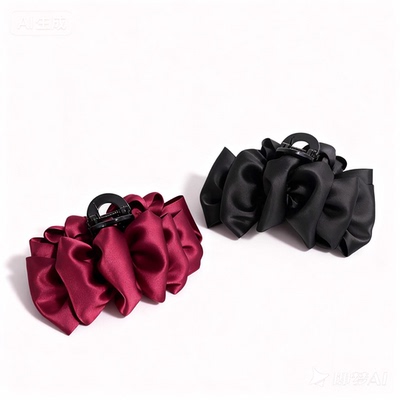 流光缎面发圈抓夹法式简约纯色百搭发夹发卡大号鲨鱼夹盘发夹