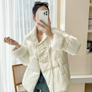 高端国风水貂毛皮草2025新款鹅绒羽绒服女冬季加厚中长款年轻外套