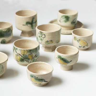 三生上新也隐手作器物粗陶手绘日式主人杯咖啡杯马克杯杯垫