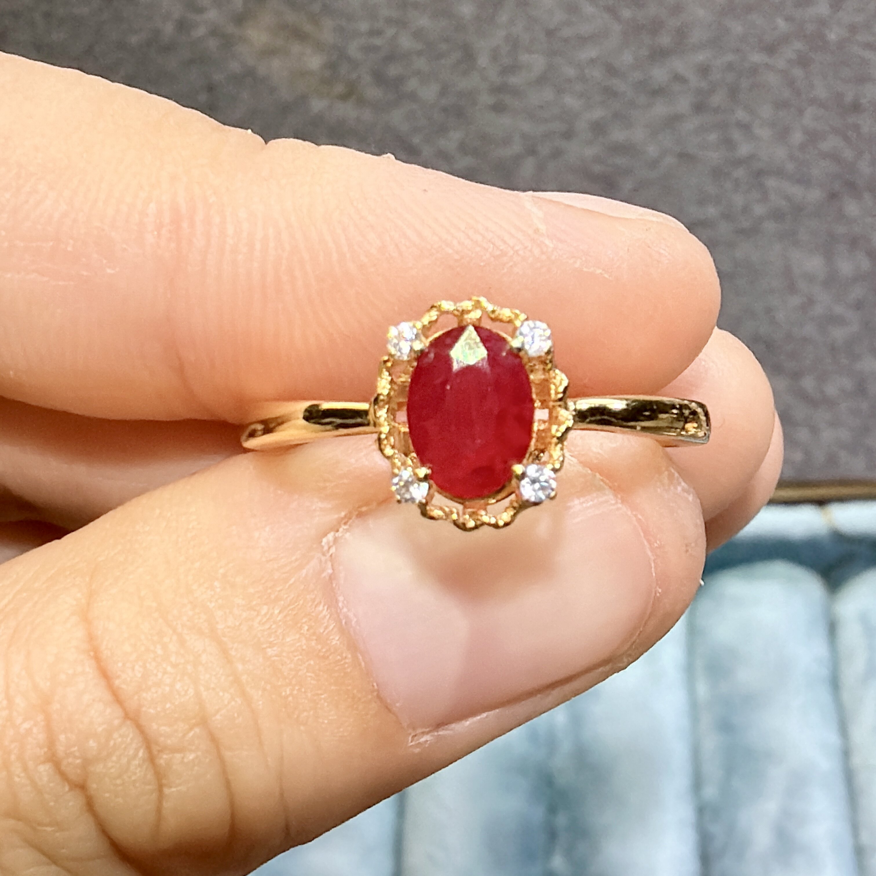 天然鸽血红红宝石戒指5乘7 925银精工镶嵌彩宝珠宝首饰