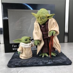 电影周边星球大战手办粉丝艺术大小尤达宝宝跨世纪牵手模型摆件
