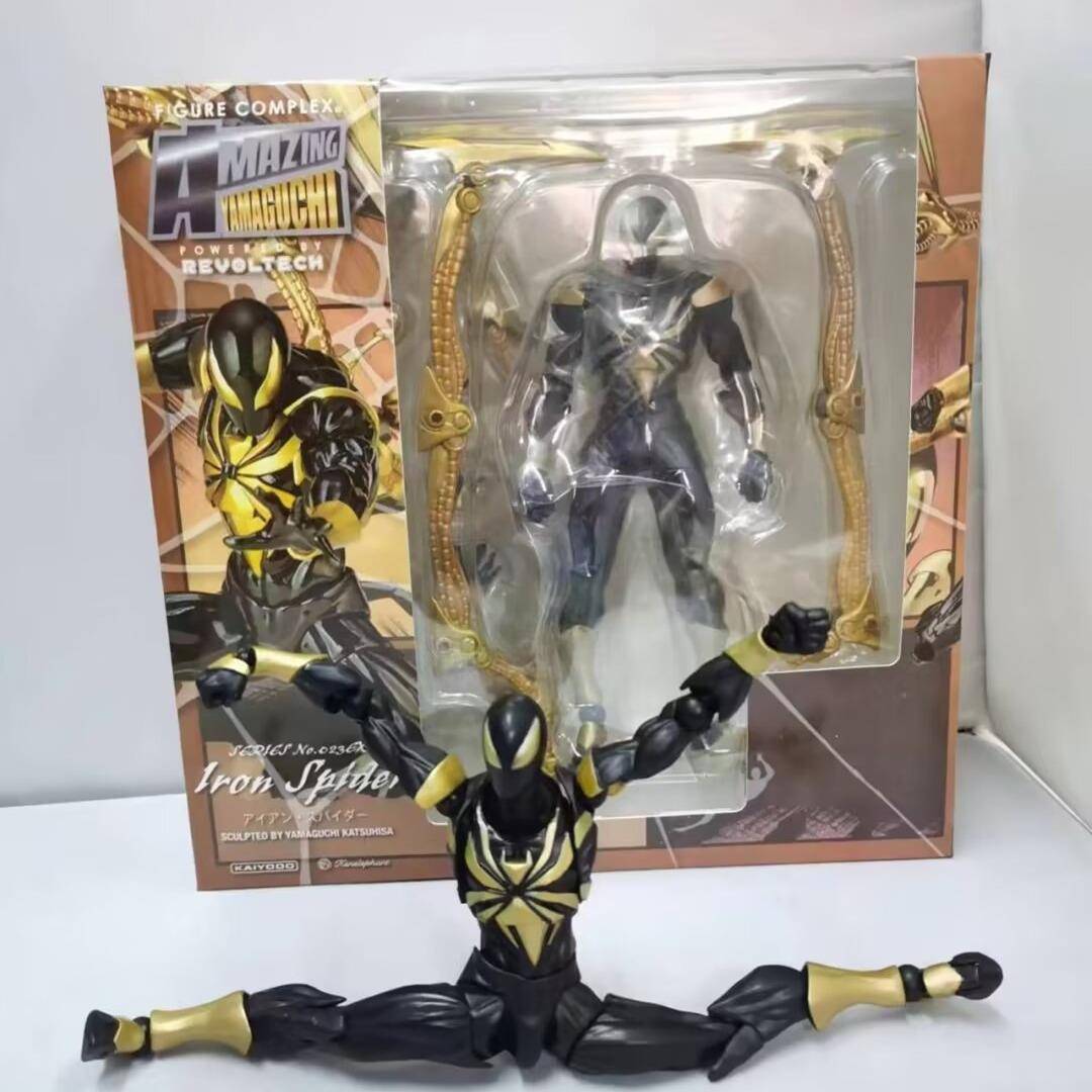 国产海洋堂山口式原色钢铁蜘蛛侠黑色红色手办模型摆件