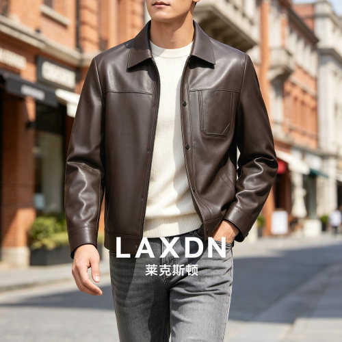 莱克斯顿翻领皮衣夹克外套
