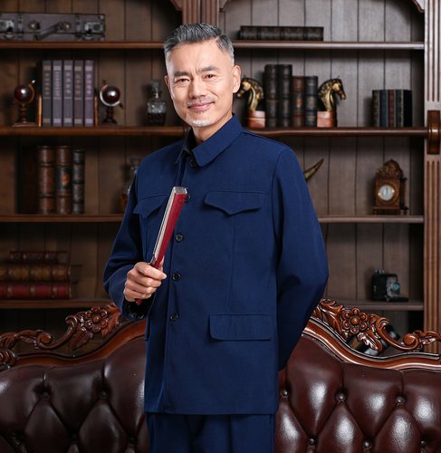 中山装套装男爸爸装老人衣服爷爷装老式中山服老年人外套秋春秋