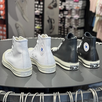 匡威Converse新款男女情侣休闲运动黑白高帮百搭皮质板鞋A07200C