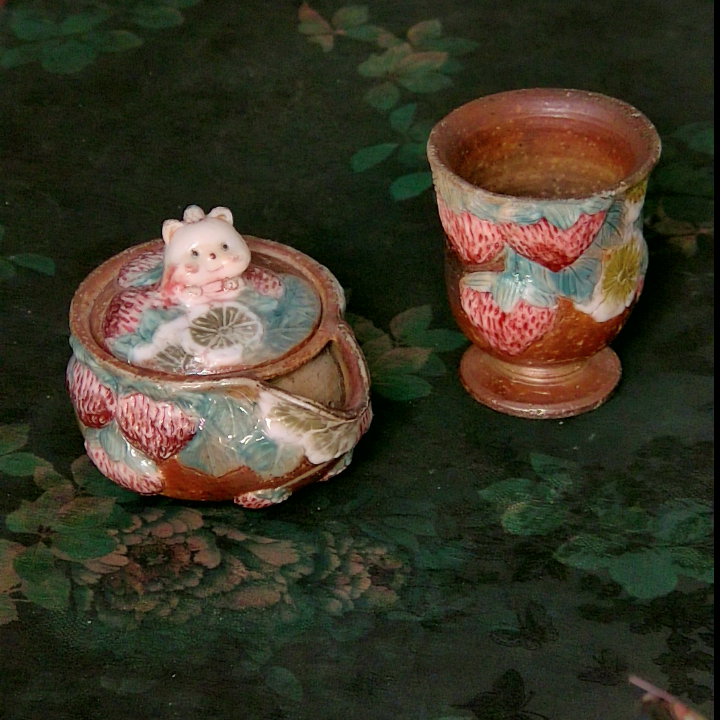 禾木老师 180ml  草莓猫咪宝瓶杯组185号 柴烧宝瓶壶