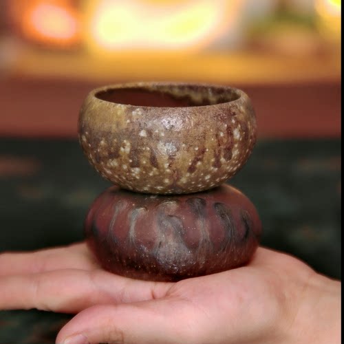 70ml钵体杯（中） 多只选~黄陶 墨彩 林峰老师柴烧茶杯子