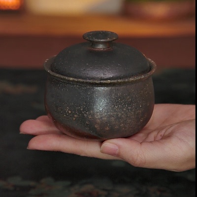 圆墩墩钱袋子盖碗 160ML 36号 林峰老师柴烧 盖碗