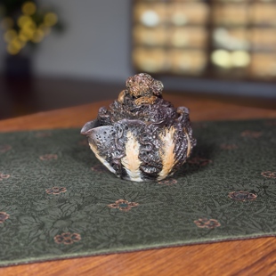 柴烧宝瓶壶 白菜与小狗 刘荣富老师 150ml百财汪汪宝瓶89号.黑陶