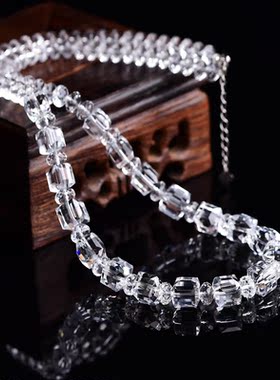 天然白色女水晶石颈链锁骨