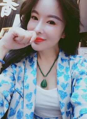 天然绿水晶孔雀石项链假一赔十