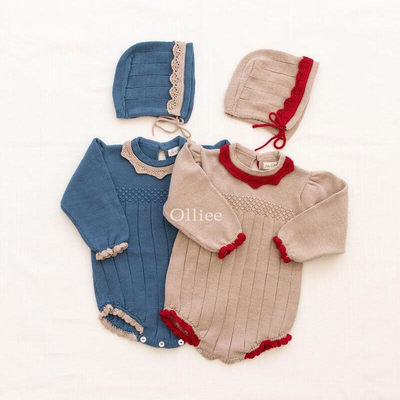 女童针织包屁衣复古有机棉