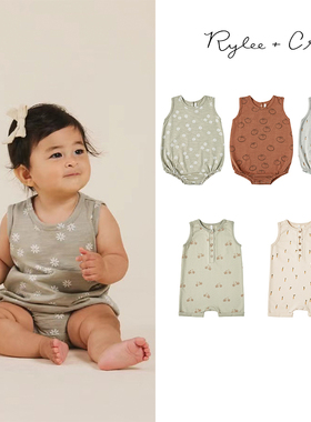 折扣款不退 美国Rylee Cru SS21夏婴儿纯棉无袖连体衣包屁衣