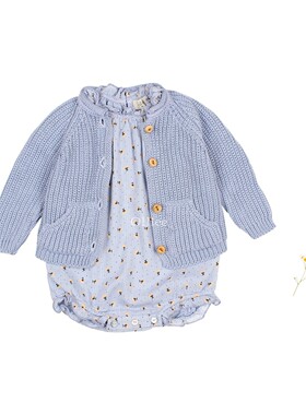 折扣款 现货西班牙 Buho 婴儿宝宝无袖碎花包屁衣连体衣纯棉