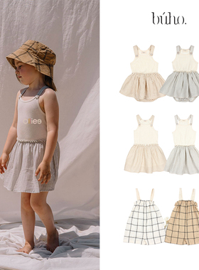 折扣款 现货西班牙Buho 婴儿女童棉质连衣裙吊带包屁裙连体