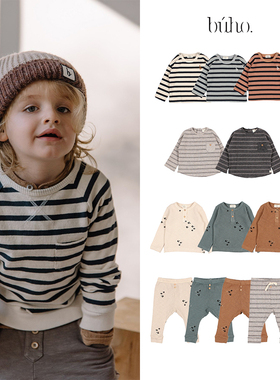 折扣款 现货西班牙 Buho 婴儿童条纹卫衣长袖上衣长裤打底裤