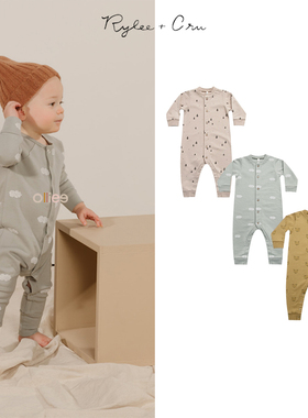 折扣款不退换 美国Rylee Cru AW21婴儿有机棉秋季连体衣按扣动物