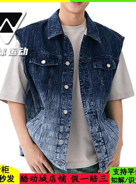 国内现货MLB男女25年新款潮奢满印老花渐变牛仔马甲外套3AVTM0151