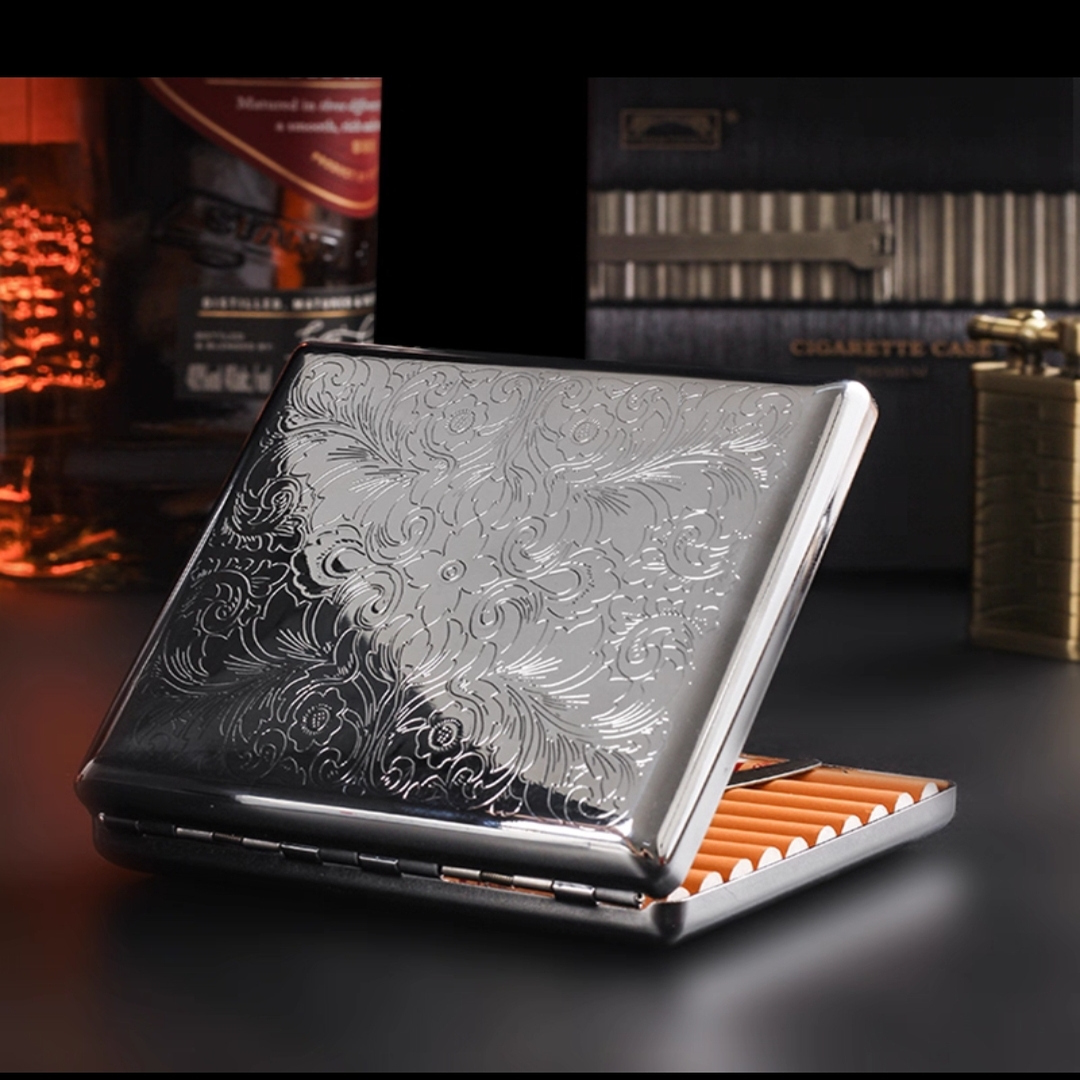 双枪大富贵花黄铜烟盒可装粗烟20支大容量便携男士烟具时尚男友