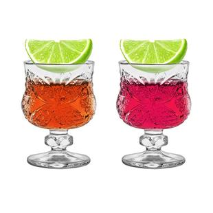 家用喝酒小酒杯一口杯子刻花白酒杯女士果酒杯矮脚烈酒杯甜酒杯