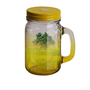 创意公鸡杯带把啤酒杯玻璃饮料杯果汁杯带孔盖杯吸管杯水杯送吸管