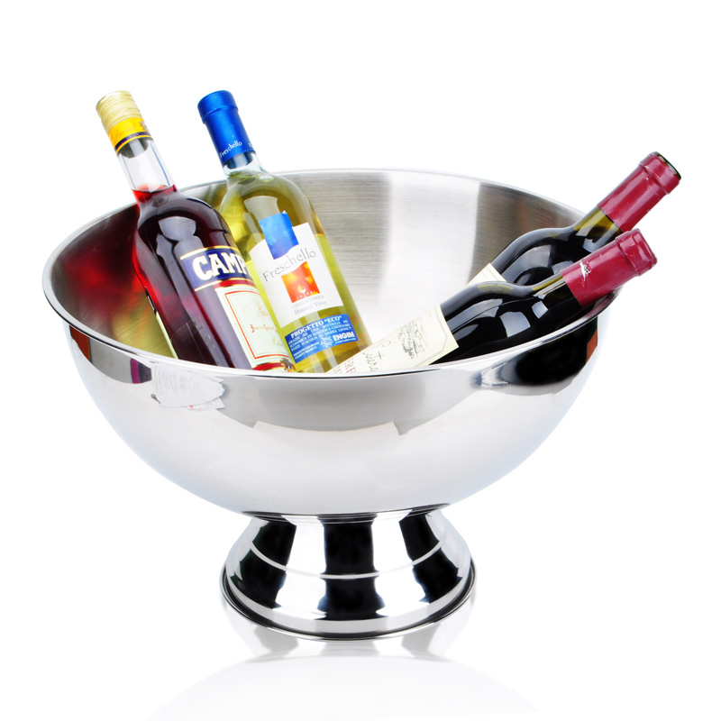 加厚不锈钢大号香槟盆红酒洋酒冰桶香槟桶酒吧调U酒工具酒吧酒具