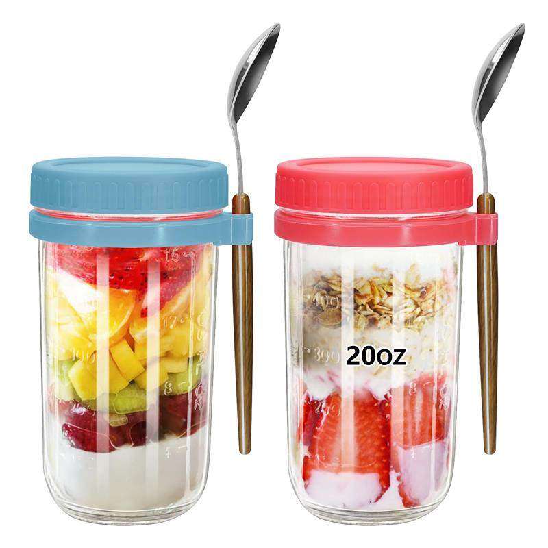 隔夜燕麦杯玻璃杯带盖带勺梅森杯密封沙拉罐酸奶杯轻食早餐杯便携,厨房/烹饪用具,揉面垫,淘宝优惠券,粉丝福利购,淘宝优惠卷