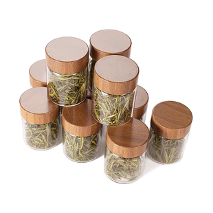 新款高档礼盒装绿茶食品级玻璃瓶茶叶小罐子透明分装瓶咖啡分装罐