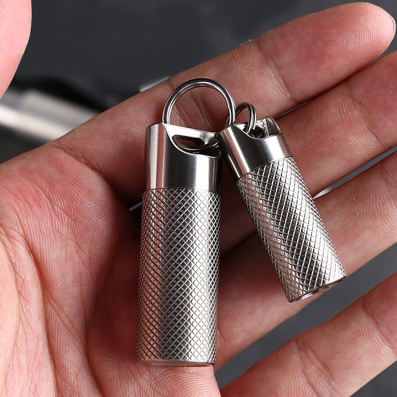 二段式钛合金小药瓶便携式防水仓老人随身急救药丸瓶密封防滑药瓶