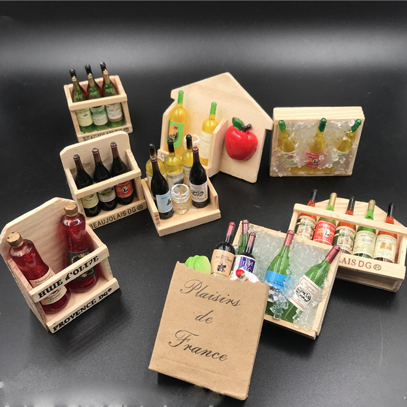 迷你冰箱贴创意红酒摆件欧式可爱磁贴立体拍摄道具酒瓶架装饰磁贴