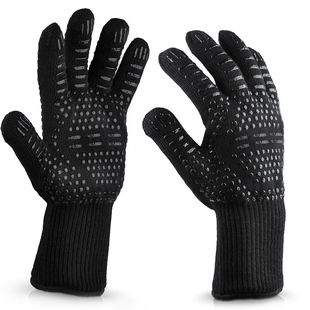 耐高温500 800度烧烤防火防护手套加厚隔热微波炉烤箱bbq硅胶手套