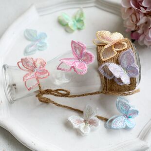重工刺绣精致蝴蝶幻彩金线立体双层布贴发饰手工材料diy服装装饰