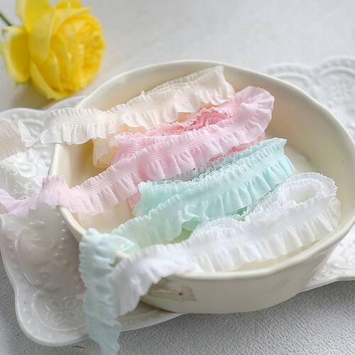 2cm 木耳弹力带温柔彩色松紧带 橡筋蕾丝花边内裤袜子娃衣宠物衣