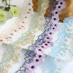 清新花朵彩色网纱刺绣蕾丝花边辅料diy服装 饰材料 旗袍洋装 汉服装