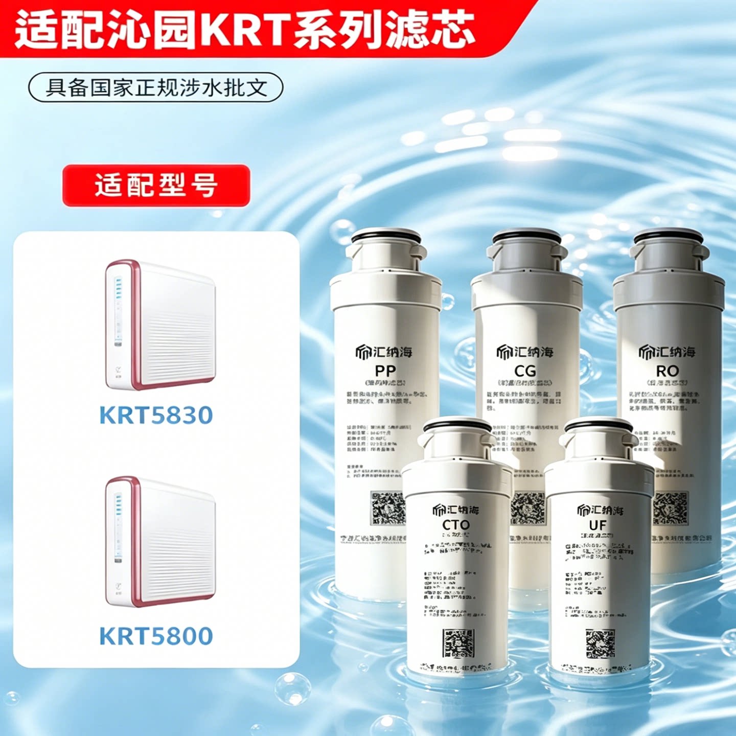 汇纳海适配沁园2分模块净水器滤芯QR-RO-05A/05C QR-RF-401A/401C