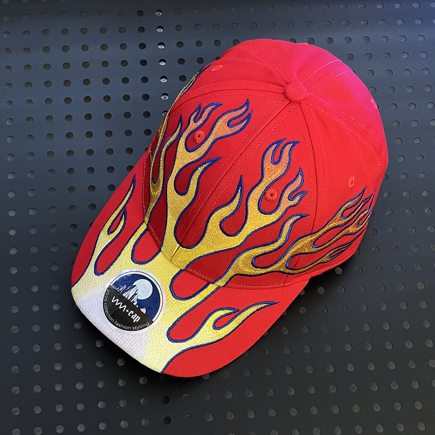 WNCAP帽子美式复古刺绣火焰棒球帽男街头潮牌嘻哈硬顶鸭舌帽时尚