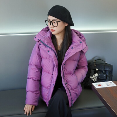 Lu家同款加厚短款连帽精致女士收腰显瘦白绒绒泡芙羽绒服6006款