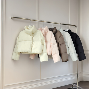 私家元素短款羽绒服女冬季时尚翻领小个子白鸭绒泡芙面包服8816款