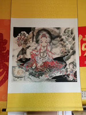 珂罗版 法海寺《水月观音》 观世音菩萨画像古佛像卷轴挂画装饰画